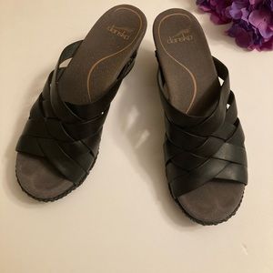 Dansko Leather Braided Side Heeled Mules